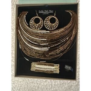 NWT - Bella Del Mar Expressions Collection Beaded Gold & Silver Tone Jewelry Set